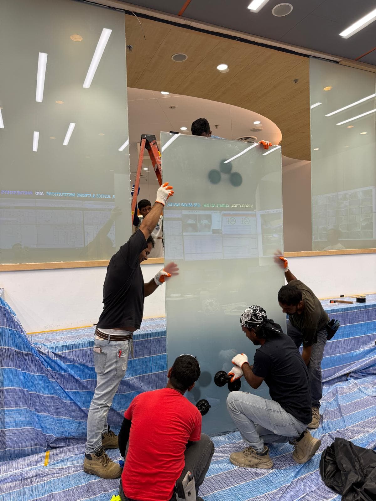 Custom tempered glass sheet being measured