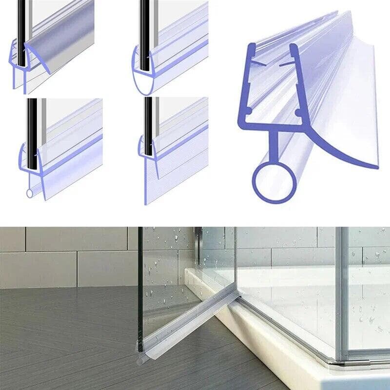 Worker applying a new rubber seal to the edge of a glass door