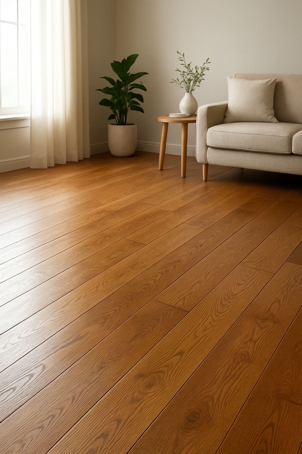 Installing wooden skirting along a newly floored wall