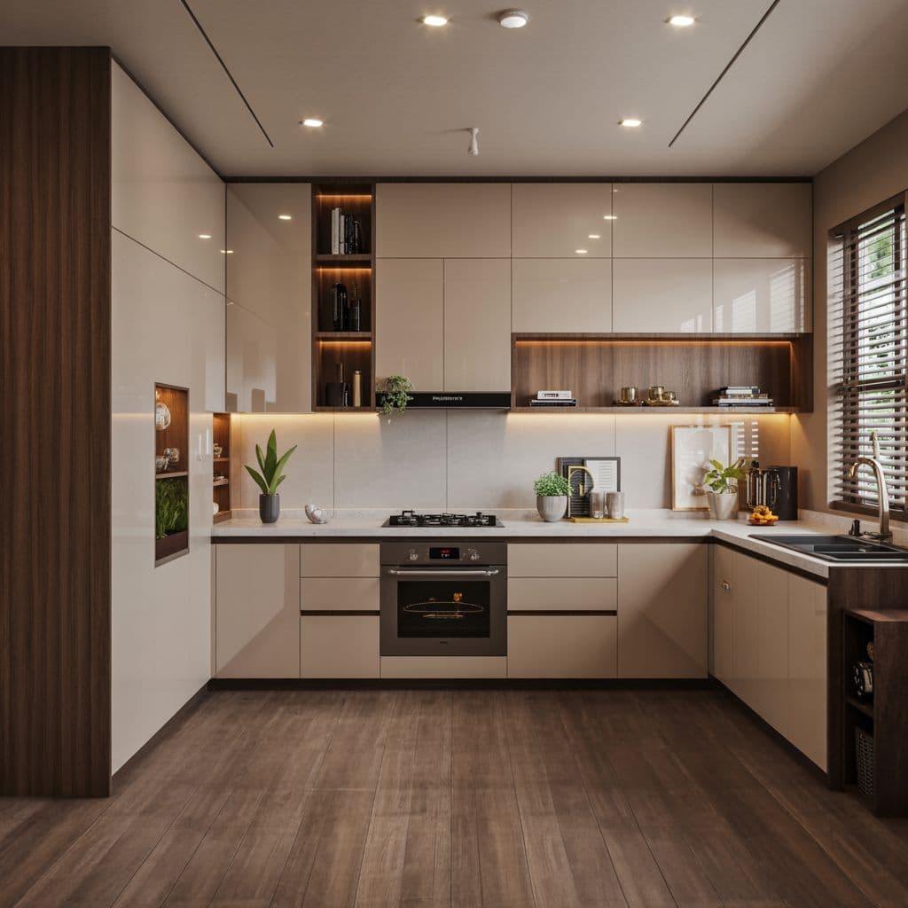 New custom kitchen cabinets with a white quartz countertop