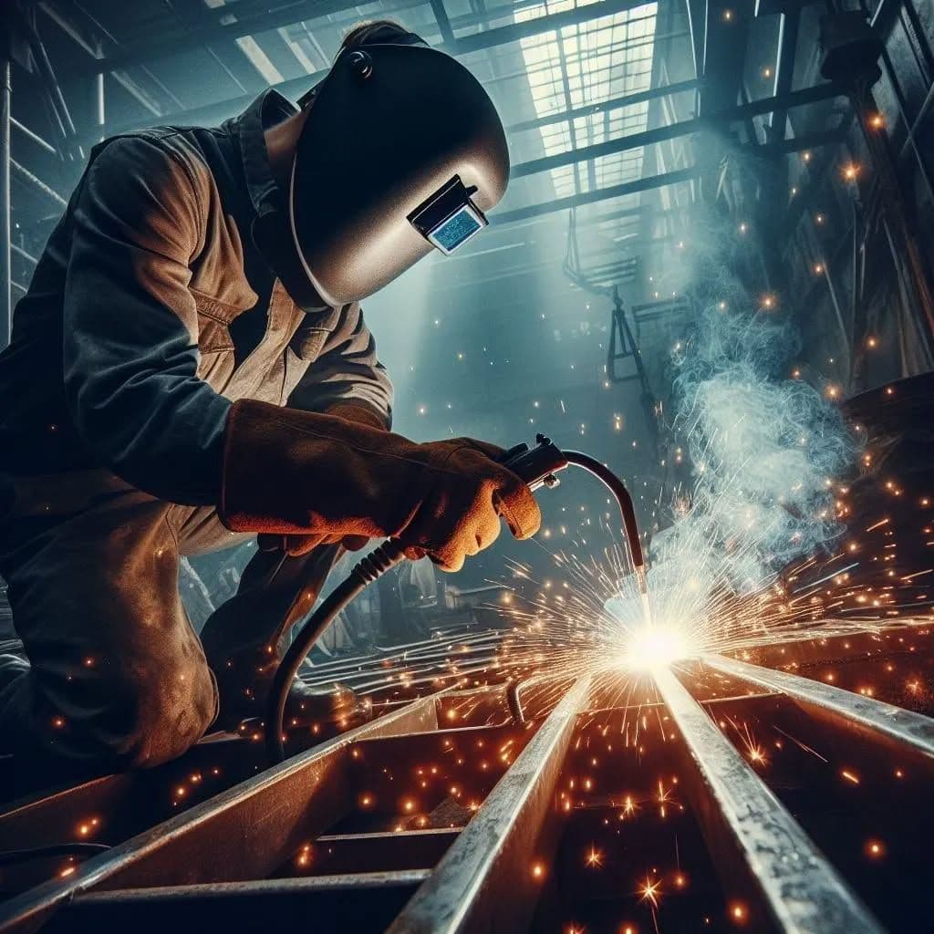 Welding a broken joint on a metal gate