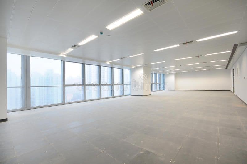 Empty office space after full strip‑out and clearance