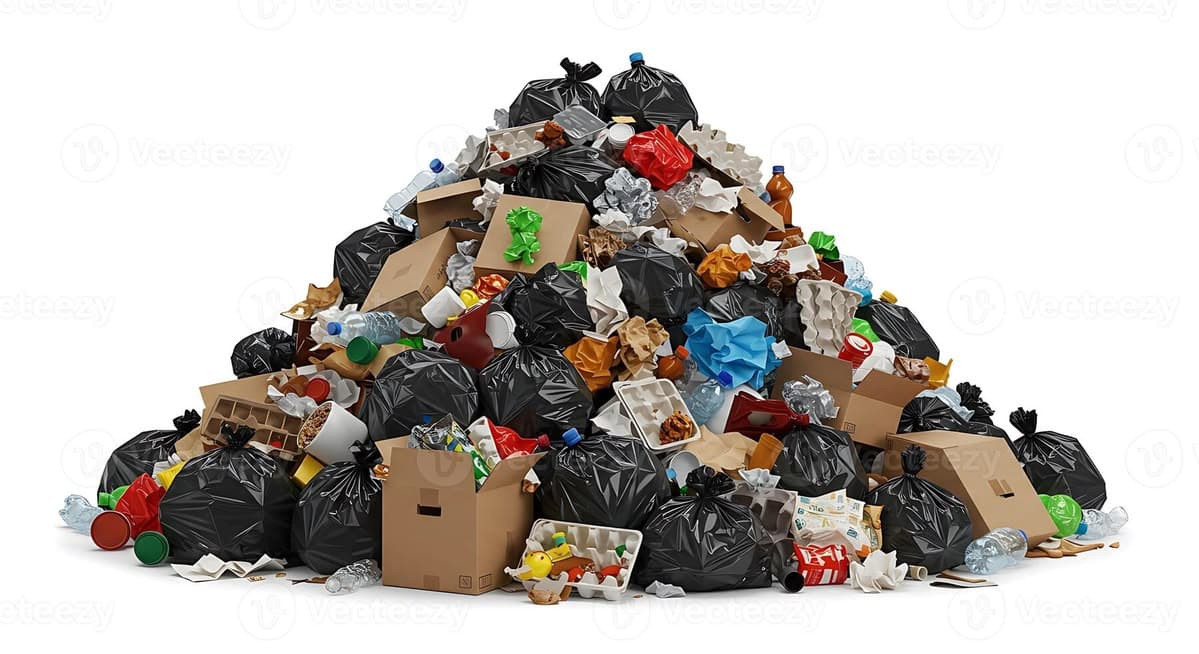Pile of unwanted household items gathered for disposal